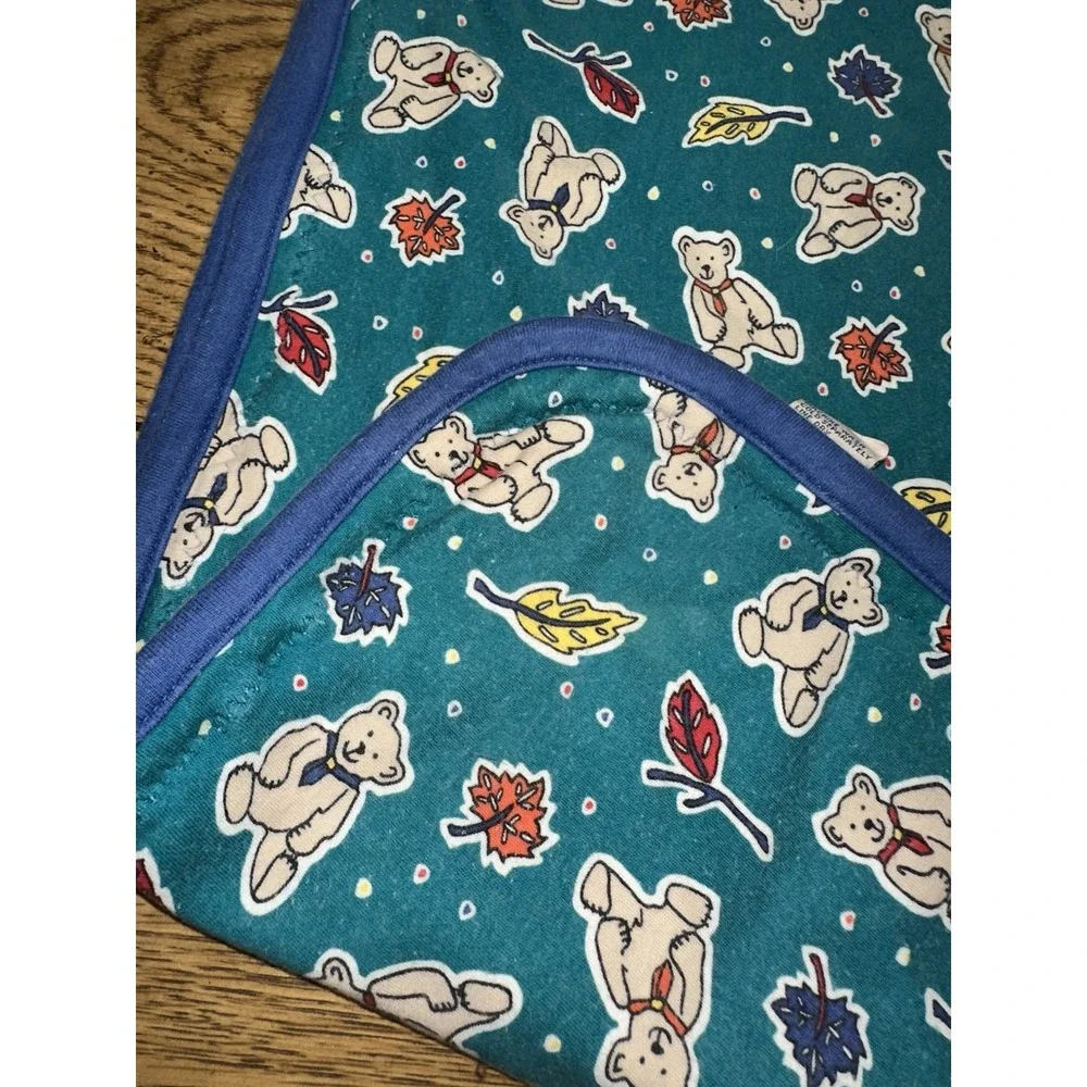 Rare Vintage 90's Gymboree Baby Blanket Sleeper Sack Teddy Bear Autumn Leaves‎